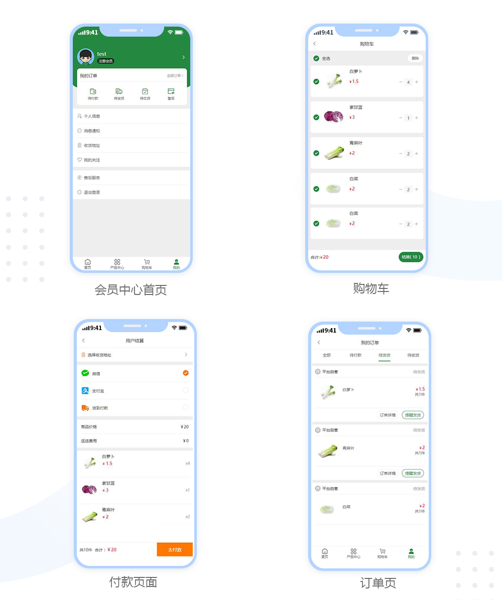 响应式生鲜瓜果蔬菜商城网站模板预览图2
