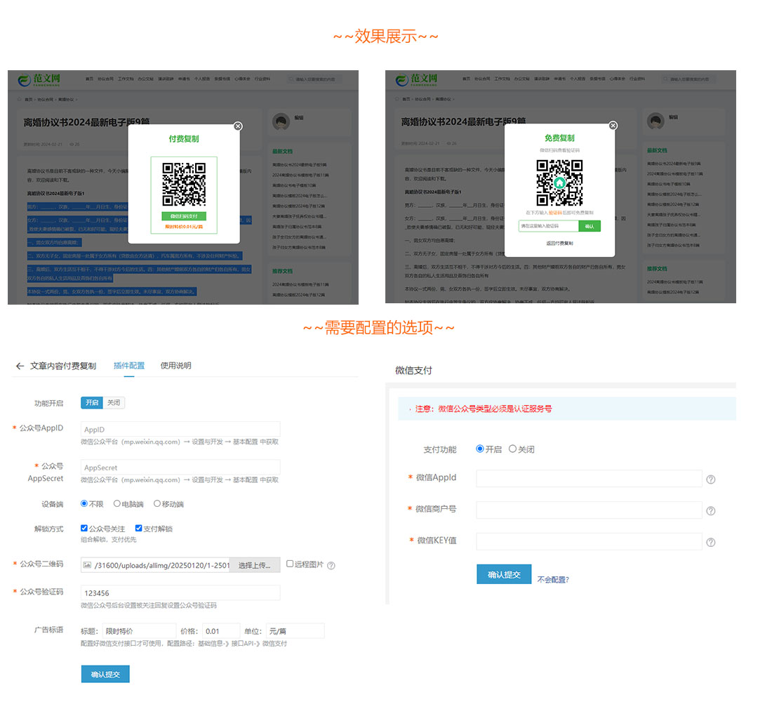 报告文档合同知识付费网站模板（带内容复制付费功能）主图